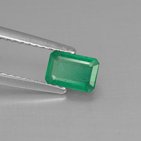 0.57캐럿 천연 그린 에메랄드, 에메랄드 컷, 6.1×4.2 mm, SI-I1
