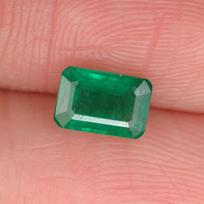 0.68캐럿 천연 그린 에메랄드, 에메랄드 컷, 6×4.1 mm, SI-I1