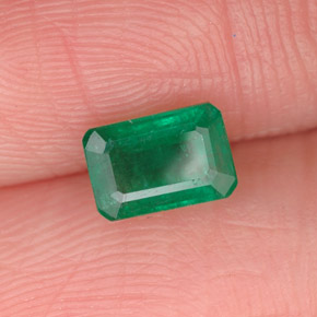 0.68캐럿 천연 그린 에메랄드, 에메랄드 컷, 6×4.1 mm, SI-I1