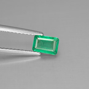 0.44캐럿 천연 그린 에메랄드, 에메랄드 컷, 5.7×4 mm, SI-I1