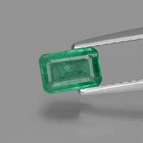 0.53캐럿 천연 그린 에메랄드, 에메랄드 컷, 6.1×4.1 mm, SI-I1