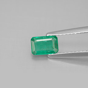 0.54캐럿 천연 그린 에메랄드, 에메랄드 컷, 6.1×4.1 mm, SI-I1