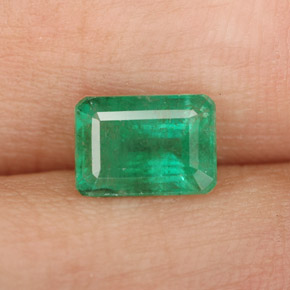 1.08캐럿 천연 그린 에메랄드, 에메랄드 컷, 7×5.1 mm, SI-I1