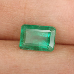 1.08캐럿 천연 그린 에메랄드, 에메랄드 컷, 7×5.1 mm, SI-I1