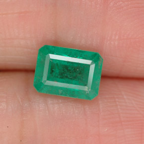 1.11캐럿 천연 그린 에메랄드, 에메랄드 컷, 7×5.2 mm, SI-I1