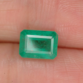 1.11캐럿 천연 그린 에메랄드, 에메랄드 컷, 7×5.2 mm, SI-I1