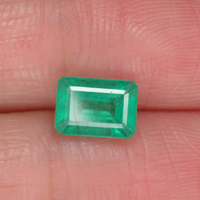 0.95캐럿 천연 그린 에메랄드, 에메랄드 컷, 7×5 mm, SI