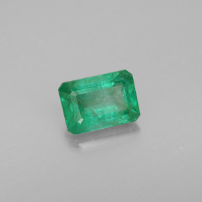 0.96캐럿 천연 그린 에메랄드, 에메랄드 컷, 7.1×4.9 mm, VS-SI