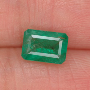 0.91캐럿 천연 그린 에메랄드, 에메랄드 컷, 6.9×4.8 mm, SI-I1