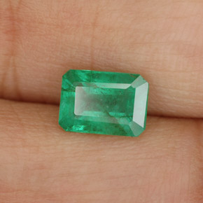 0.94캐럿 천연 그린 에메랄드, 에메랄드 컷, 7.1×5 mm, SI