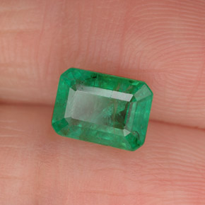 1.46캐럿 천연 그린 에메랄드, 에메랄드 컷, 7.6×5.7 mm, VS-SI