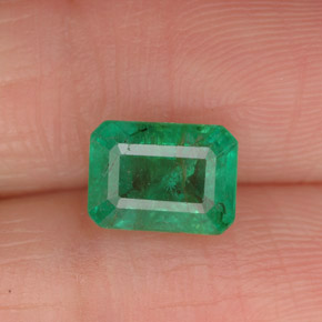 1.46캐럿 천연 그린 에메랄드, 에메랄드 컷, 7.6×5.7 mm, VS-SI