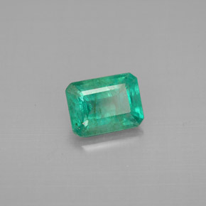 1.37캐럿 천연 그린 에메랄드, 에메랄드 컷, 7.8×5.9 mm, VS-SI