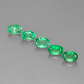 캐럿 천연 그린 에메랄드 보석, 타원형 컷, 6.1×4.1 mm, VS-SI