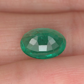 1.73캐럿 천연 그린 에메랄드, 타원형 컷, 9.3×7 mm, VS-SI