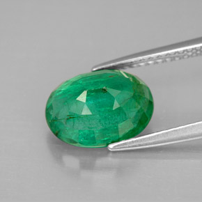 2.89캐럿 천연 그린 에메랄드, 타원형 컷, 10.5×8 mm, VS-SI