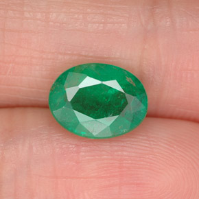 1.56캐럿 천연 미디엄 그린 에메랄드, 타원형 컷, 9.1×7 mm, SI