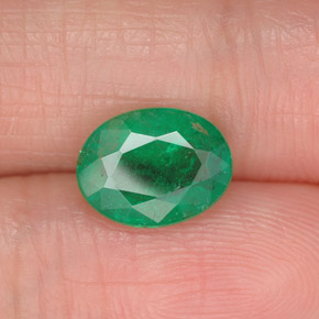 1.56캐럿 천연 미디엄 그린 에메랄드, 타원형 컷, 9.1×7 mm, SI