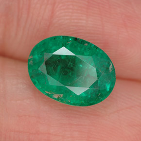 2.46캐럿 천연 그린 에메랄드, 타원형 컷, 10.4×7.7 mm, SI-I1