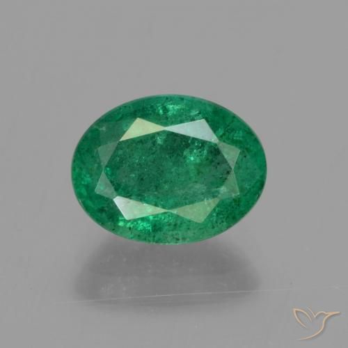 1.61ct 자연스러운 쿨 그린 에메랄드, 타원형, SI