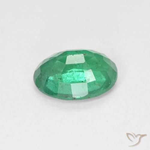 1.48캐럿 천연 미디엄 그린 에메랄드, 타원형 컷, 8.9×6.6 mm, VS-SI