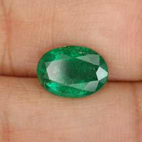 1.60캐럿 천연 그린 에메랄드, 타원형 컷, 9.5×6.8 mm, SI-I1