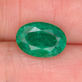 1.64캐럿 천연 그린 에메랄드, 타원형 컷, 9.6×6.7 mm, SI-I1