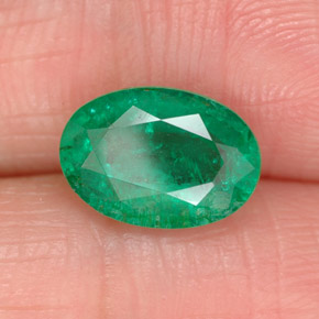 1.64캐럿 천연 그린 에메랄드, 타원형 컷, 9.6×6.7 mm, SI-I1