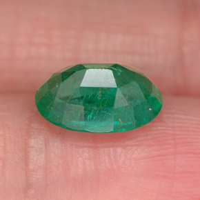 1.64캐럿 천연 그린 에메랄드, 타원형 컷, 9.6×6.7 mm, SI-I1