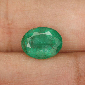 1.58캐럿 천연 그린 에메랄드, 타원형 컷, 8.9×7 mm, I1