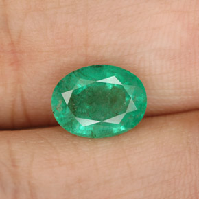 1.54캐럿 천연 그린 에메랄드, 타원형 컷, 8.8×6.8 mm, SI-I1