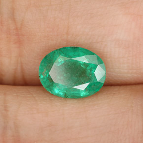 1.54캐럿 천연 그린 에메랄드, 타원형 컷, 8.8×6.8 mm, SI-I1