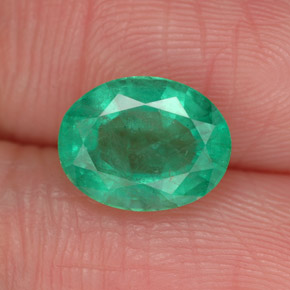 1.87캐럿 천연 그린 에메랄드, 타원형 컷, 9×7.1 mm, SI