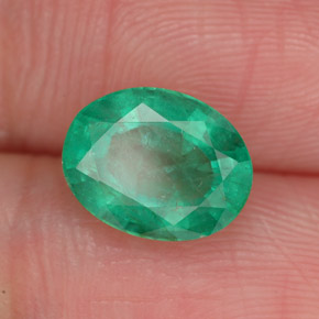 1.87캐럿 천연 그린 에메랄드, 타원형 컷, 9×7.1 mm, SI