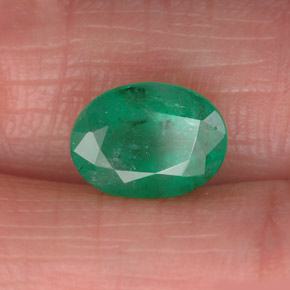 1.61캐럿 천연 그린 에메랄드, 타원형 컷, 9.1×6.8 mm, SI-I1