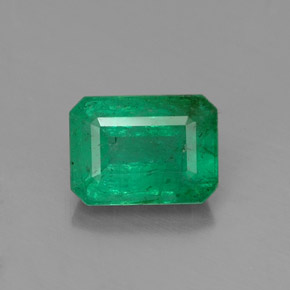 0.98캐럿 천연 그린 에메랄드, 에메랄드 컷, 6.9×5.1 mm, SI-I1