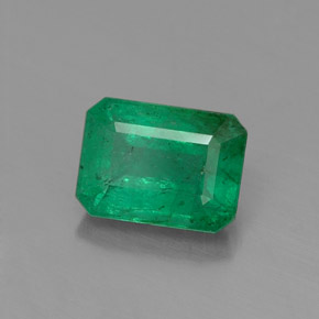 0.98캐럿 천연 그린 에메랄드, 에메랄드 컷, 6.9×5.1 mm, SI-I1