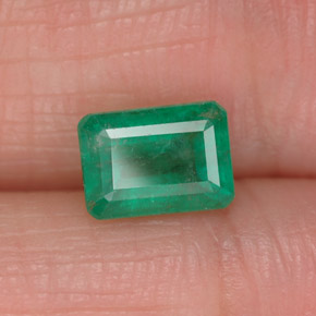 1.18캐럿 천연 그린 에메랄드, 에메랄드 컷, 7×5.1 mm, SI-I1