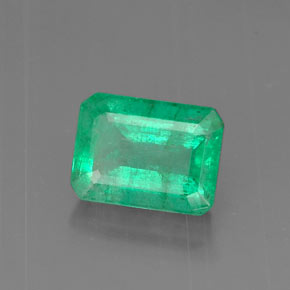 1.05캐럿 천연 그린 에메랄드, 에메랄드 컷, 6.9×5.1 mm, SI-I1
