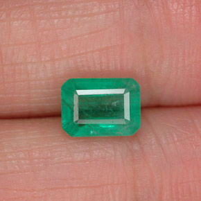 1.07캐럿 천연 그린 에메랄드, 에메랄드 컷, 7×5.2 mm, SI-I1