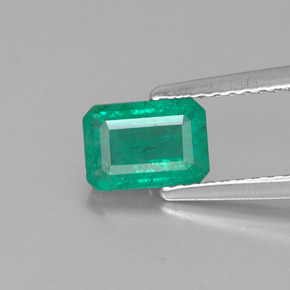 0.91캐럿 천연 그린 에메랄드, 에메랄드 컷, 6.9×4.9 mm, SI