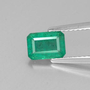 0.77캐럿 천연 그린 에메랄드, 에메랄드 컷, 6.8×4.9 mm, SI-I1