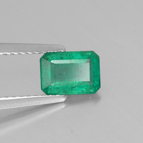 0.77캐럿 천연 그린 에메랄드, 에메랄드 컷, 6.8×4.9 mm, SI-I1