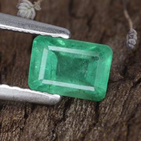 0.68캐럿 천연 미디엄 딥 그린 에메랄드, 에메랄드 컷, 6×4.2 mm, SI-I1