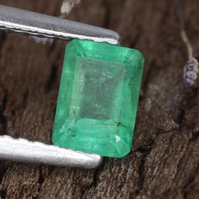0.68캐럿 천연 미디엄 딥 그린 에메랄드, 에메랄드 컷, 6×4.2 mm, SI-I1