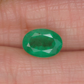1.27캐럿 천연 그린 에메랄드, 타원형 컷, 8.1×5.8 mm, SI-I1