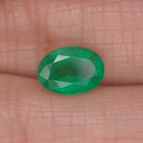 1.27캐럿 천연 그린 에메랄드, 타원형 컷, 8.1×5.8 mm, SI-I1