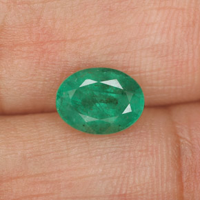 1.11캐럿 천연 그린 에메랄드, 타원형 컷, 7.9×6 mm, SI-I1