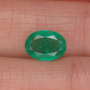 1.13캐럿 천연 그린 에메랄드, 타원형 컷, 8.1×5.9 mm, I1