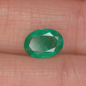 1.13캐럿 천연 그린 에메랄드, 타원형 컷, 8.1×5.9 mm, I1